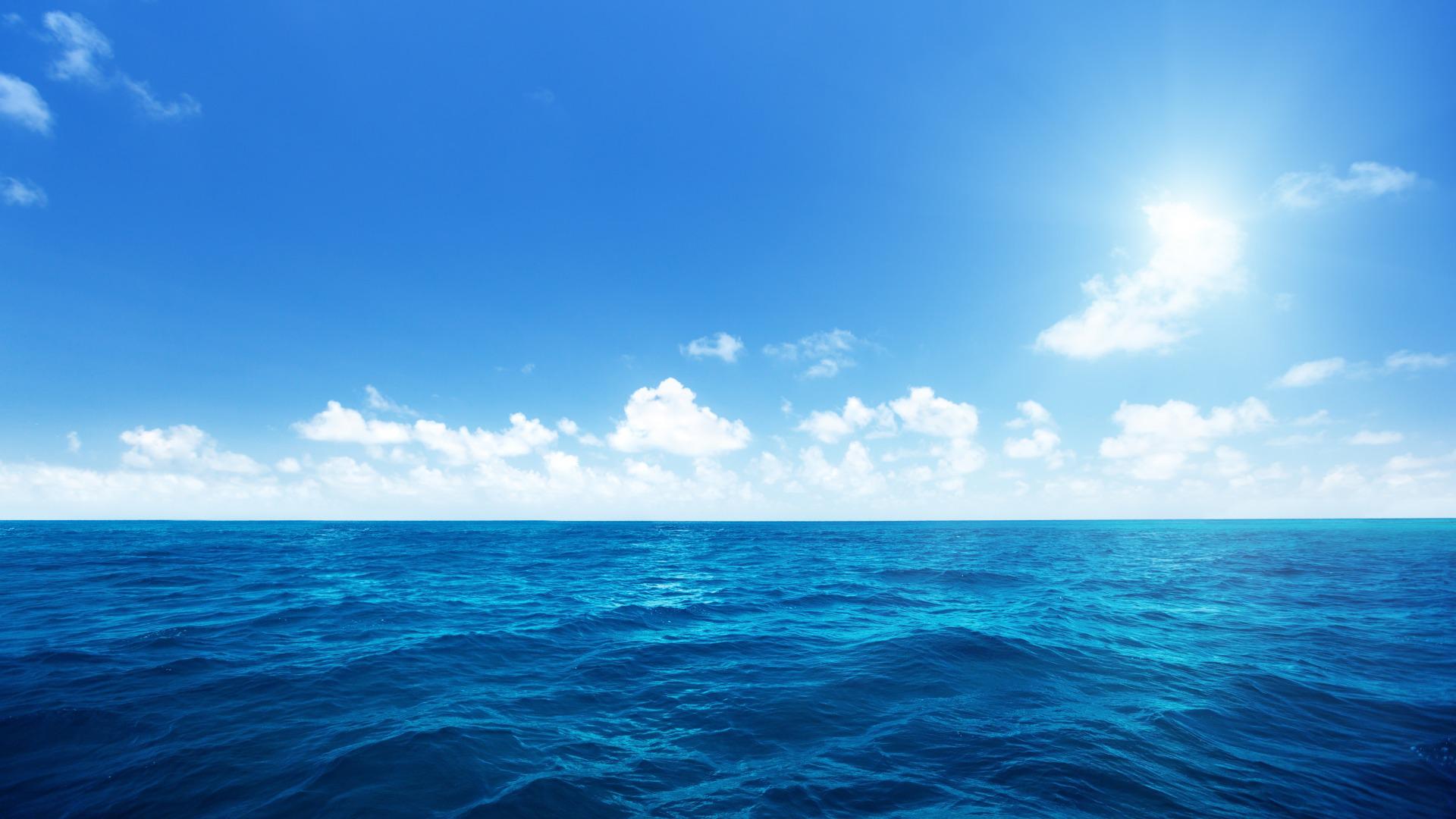blue sea sea blue sky white clouds ocean scenery 1080P wallpaper